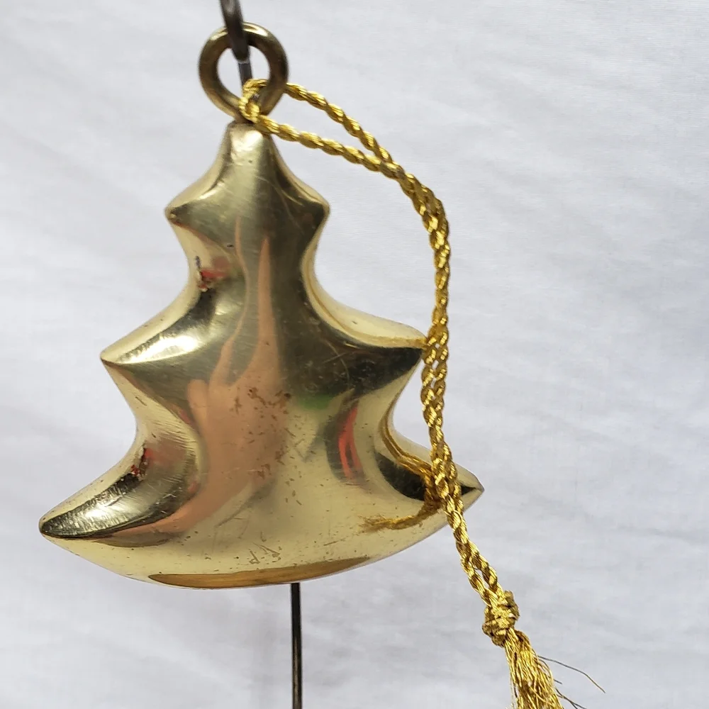 Vintage Heavy Brass Christmas Tree Ornament 3 Inches